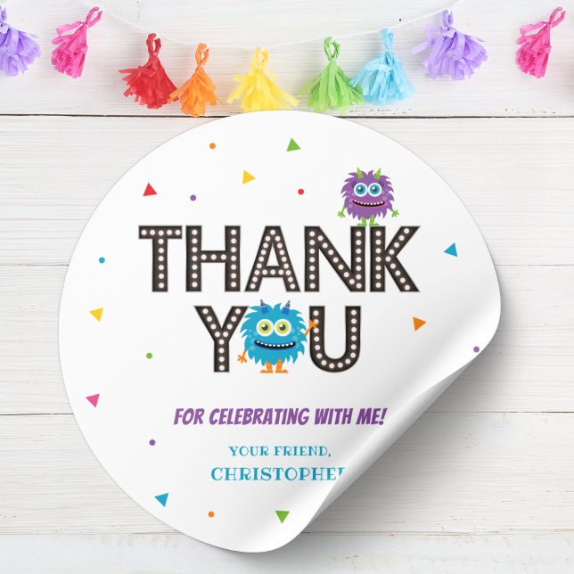 Sticker Merci Monster Bleu (Blue Monster Thank You Sticker)