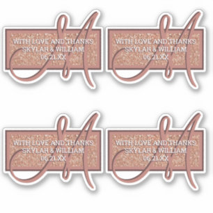 Sticker Merci Ou Adresse De Parties scintillant D'Or Monog