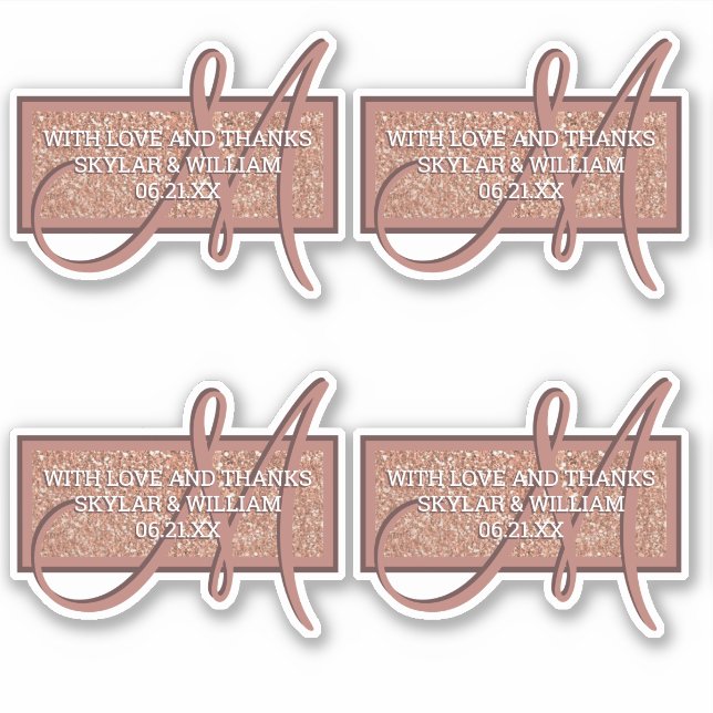 Sticker Merci Ou Adresse De Parties scintillant D'Or Monog (Devant)