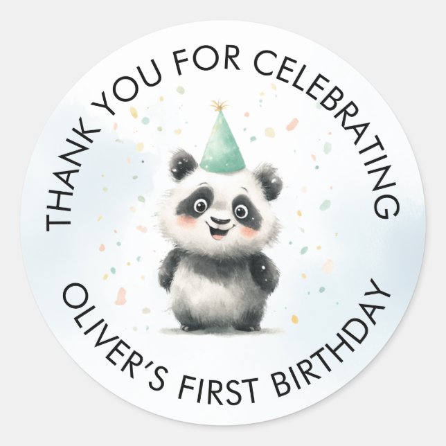 Sticker Merci Panda Premier anniversaire (Devant)