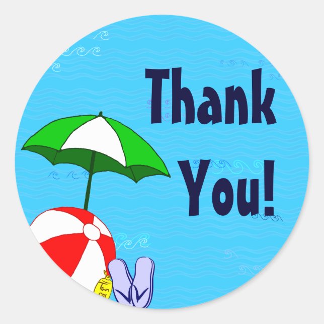 Sticker Merci personnalisé Parapluie de plage (Devant)