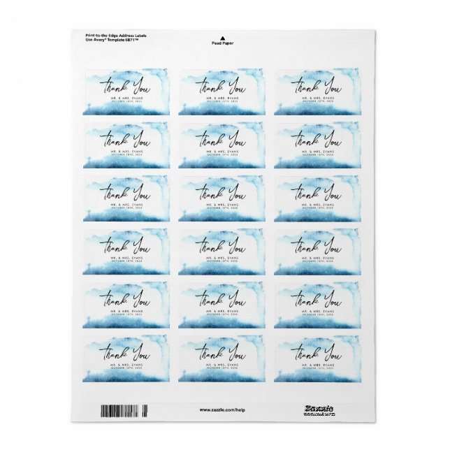 Sticker Merci pour un Mariage moderne. (Feuille entière)