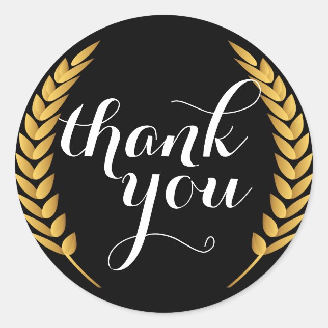 Sticker Merci rond pour grains de blé d'or (Devant)