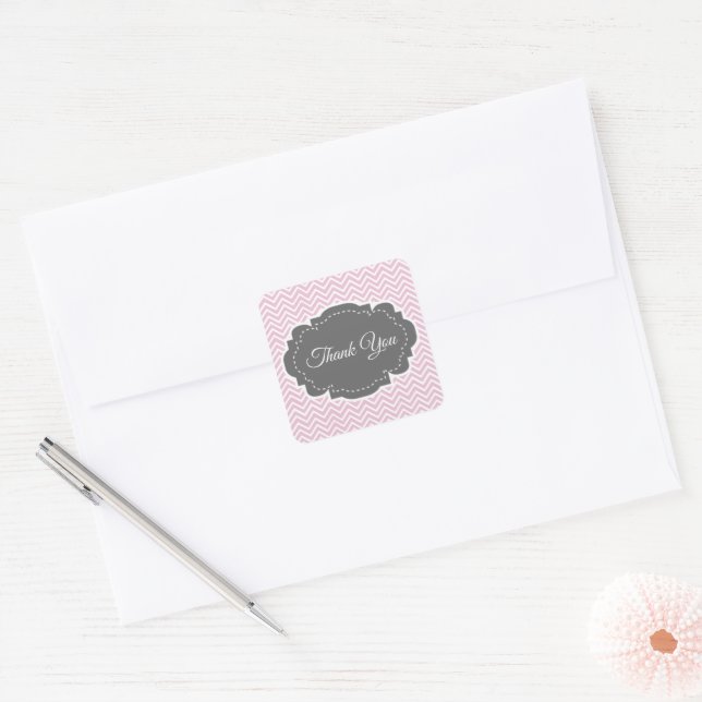 Sticker Merci rose Chevron (Enveloppe)