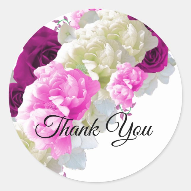 Sticker Merci rose et Peony Bouquet (Devant)