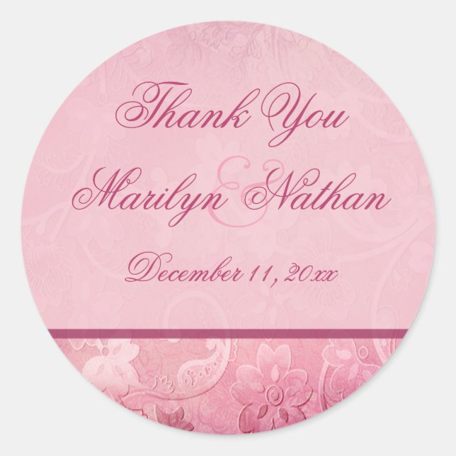 Sticker Merci rose floral Paisley (Devant)