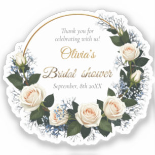 Sticker Merci Roses blanches et Bleu Bébé