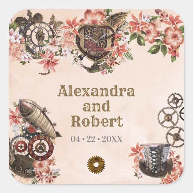 Sticker Merci Steampunk Floral Favoriser (Devant)