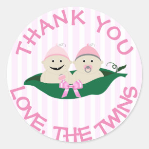 Sticker Merci Twins Girls Pink in Peapod