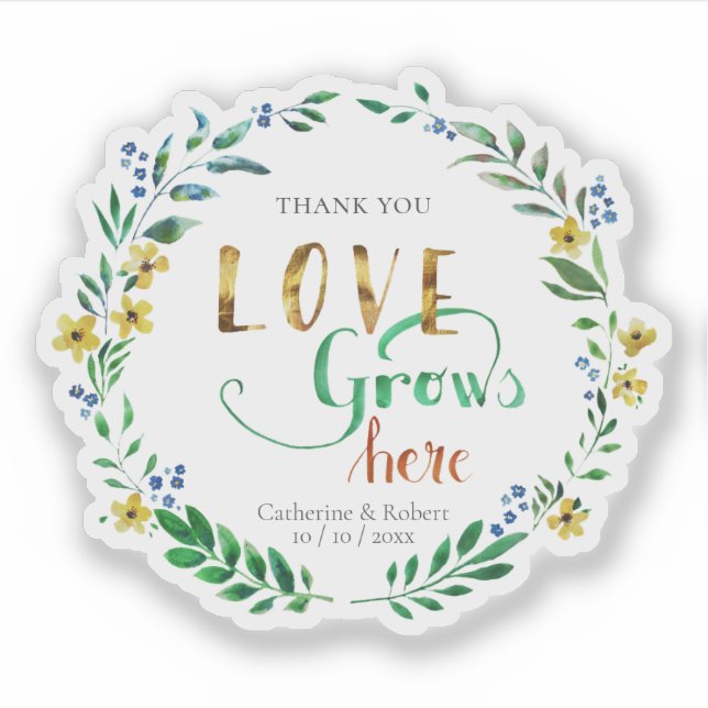 Sticker Merci Watercolor Floral Wreath (Devant)