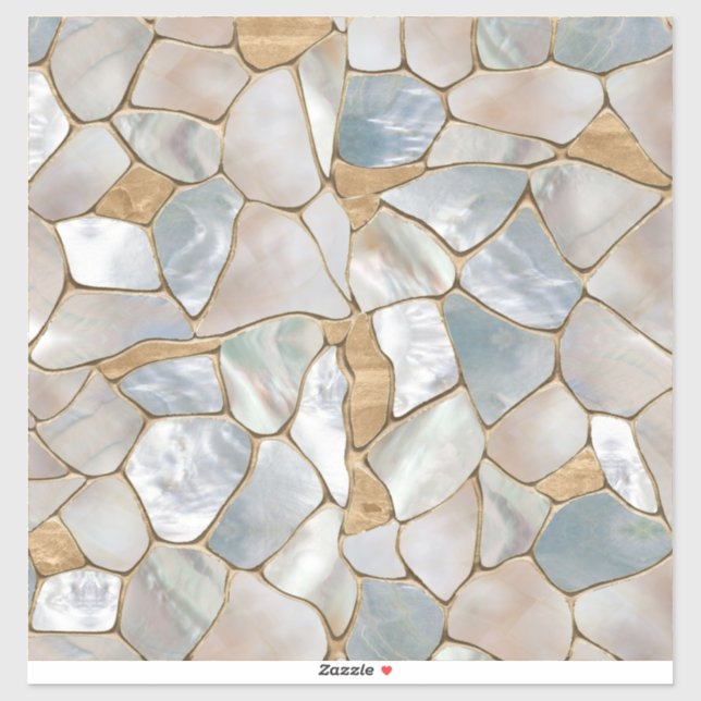 Sticker Mère de perle et de cellules d'or abstrait (Feuille)
