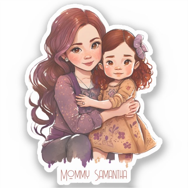 Sticker Mère et fille parkly personnalisée (Recto)