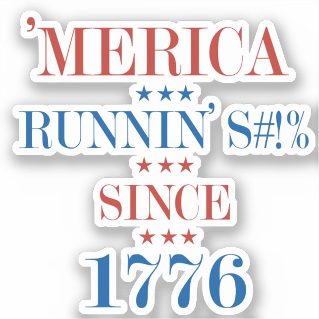 Sticker 'Merica - Running S - -t Depuis 1776 (Recto)