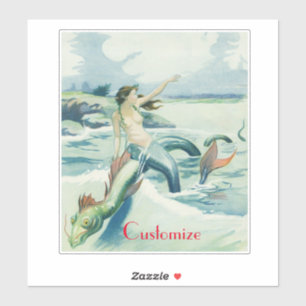 Sticker Mermaid Riding Serpent de mer Thunder_Cove