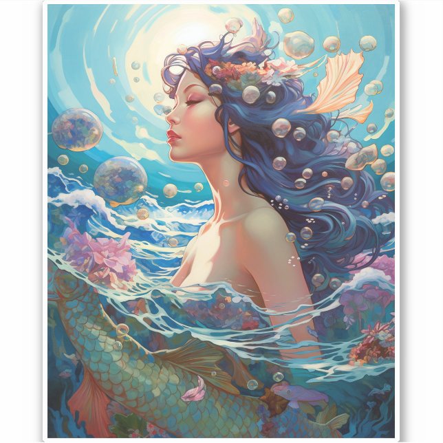 Sticker Mermaid Sea Goddess Imaginaire Art (Devant)