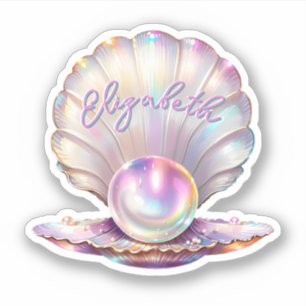 Sticker Mermaidcore Pastel Iridescente Pearl Clamshell