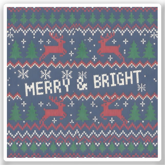 Sticker Merry & Bright Pull moche de Noël (Recto)
