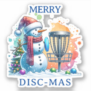Sticker Merry Disk-mas Disk Golf Personnalisé Noël