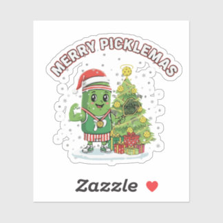 Sticker Merry Picklemas Funny Pickleball Champion