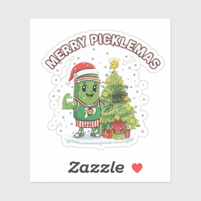 Sticker  Merry Picklemas Funny Pickleball Champion   (Feuille)