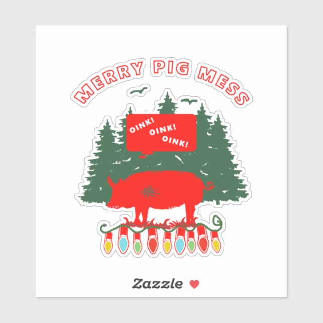 Sticker Merry Pig Mess (Feuille)