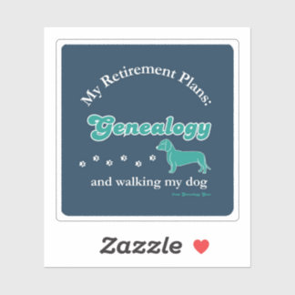 Sticker Mes projets de retraite : généalogie et promenade 
