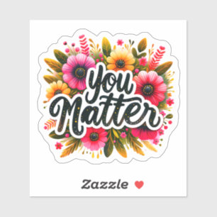 Sticker Message Joyeux Avec Florales Colorées