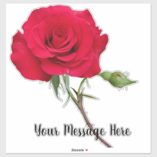 Sticker Message personnalisé Rose rouge