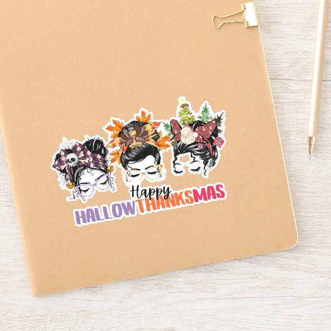 Sticker Messy bun mama Hallowy Hallowthanksmas (Carnet)