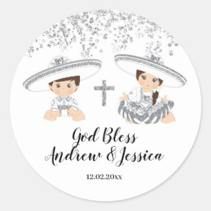 Sticker mexicain Silver Charro Boy and Girl Baptis