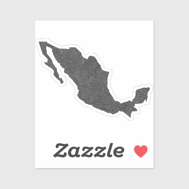 Sticker Mexique Carte Design avec frontières cachées (Feuille)