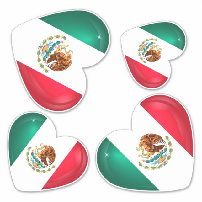 Sticker Mexique Drapeau Coeur coupé (Devant)