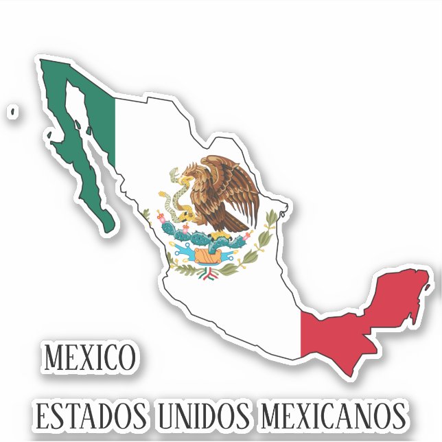 Sticker Mexique Drapeau Pays Carte Patriotique (Devant)