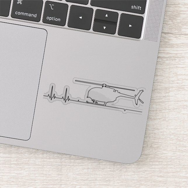 Sticker MH-6 Petit hélicoptère d'oiseaux pulse cardiaque (Détail)