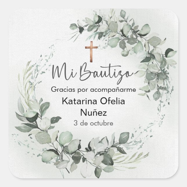 Sticker Mi Bautizo | Étiquette de baptême personna (Devant)