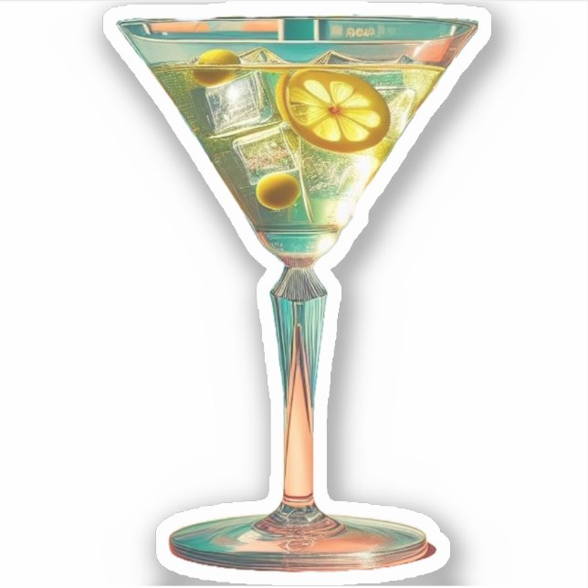 Sticker Mi-siècle Futuriste Atomique Citron Olive Martini (Devant)