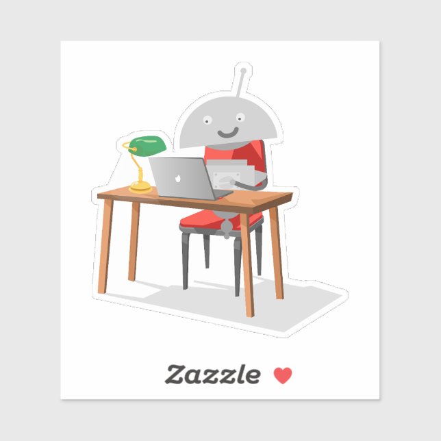 Sticker Mia à un bureau (Feuille)