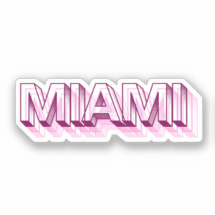 Sticker Miami Beach, Floride Lettre de bulle rose