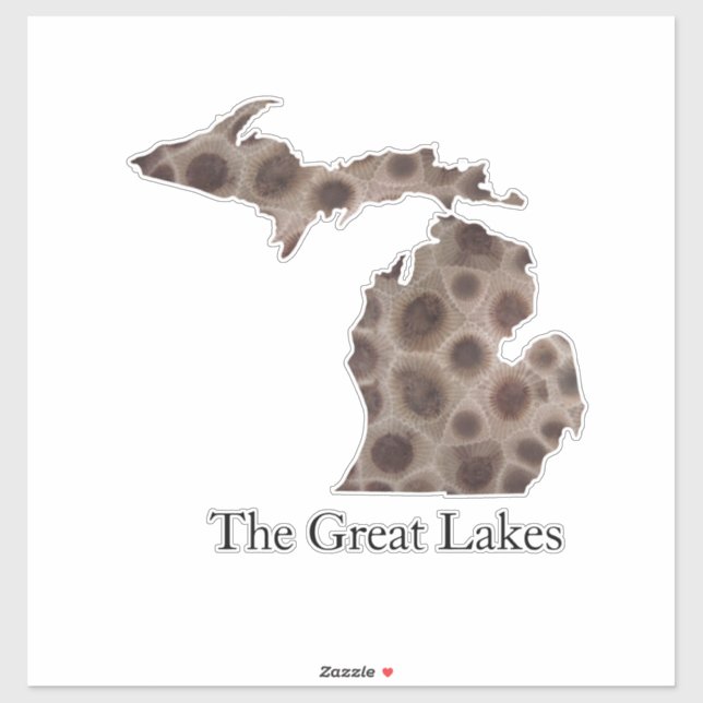Sticker Michigan Petoskey Stone, mitaine des Grands Lacs (Feuille)