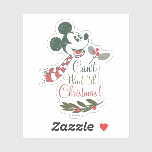 Sticker Mickey Mouse | Je ne peux pas attendre avant Noël! (Feuille)
