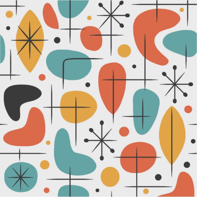 Sticker Mid Century Modern Starburst Pattern (Devant)