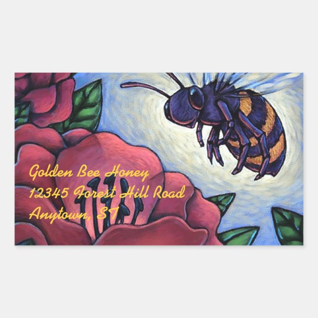 Sticker Miel Bee Visite Fleurs Beekeeper Produit (Devant)