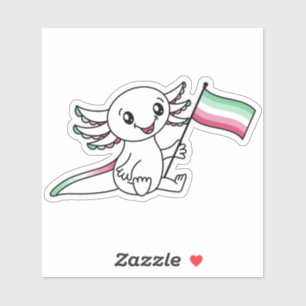 Sticker Mignon Axolotl avec drapeau de fierté Abrosexuelle