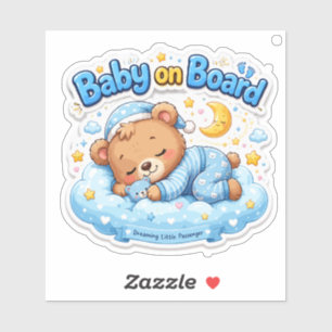 Sticker Mignon bébé ours endormi à bord