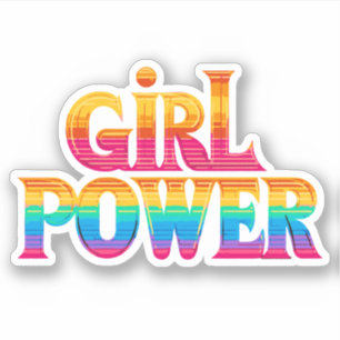 Sticker mignon coloré arc-en-ciel fille puissance