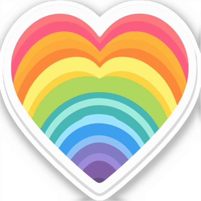 Sticker mignon du coeur arc-en-ciel (Recto)