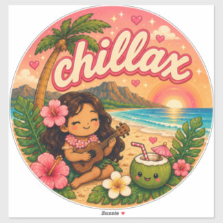 Sticker mignon kawaii hawaï