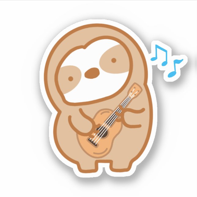 Sticker Mignon paresseux ukulele  (Devant)
