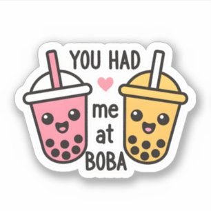 Sticker Mignon Thé aux Perles Vous M'avez Eu Dès Boba Rose