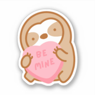 Sticker Mignon Valentine Be Mine Candy Heart Sloth